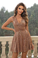 Sequin Surplice Neck Sleeveless Dress Bazaarbey