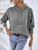 Texture Drawstring Long Sleeve Hooded Sweater Bazaarbey