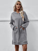 Slit Long Sleeve Hooded Dress with Pocket -BazaarBey - www.shopbazaarbey.com