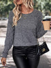 BazaarBey Round Neck Long Sleeve Knit Top Bazaarbey