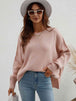 BazaarBey Exposed Seam Dropped Shoulder Slit Sweater 