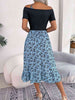 Printed Off-Shoulder Ruffle Hem Dress -BazaarBey - www.shopbazaarbey.com