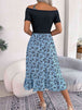 Printed Off-Shoulder Ruffle Hem Dress -BazaarBey - www.shopbazaarbey.com