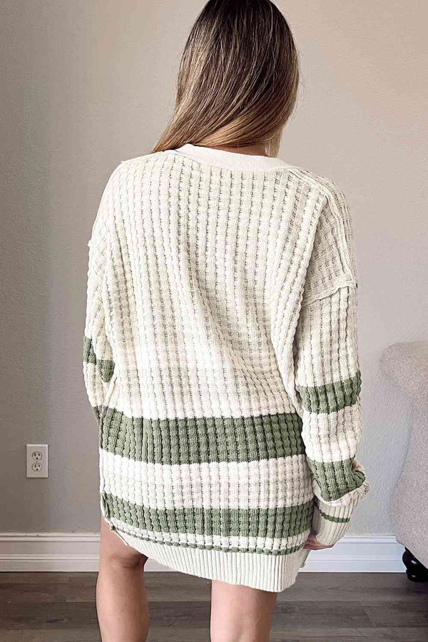 Striped Button Down Cardigan Bazaarbey