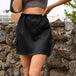 Drawstring Straight Hem Denim Mini Skirt with Pocket Bazaarbey