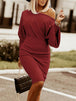 Round Neck Lantern Sleeve Dress -BazaarBey - www.shopbazaarbey.com