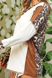 Leopard V-Neck Dropped Shoulder Blouse Trendsi