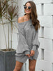  Boat Neck Lantern Sleeve  Knit Top Bazaarbey