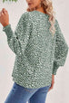 Printed V-Neck Smocked Lantern Sleeve Blouse Trendsi