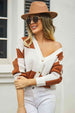 Plaid V-Neck Dropped Shoulder Cardigan Trendsi