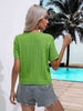 Cable-Knit Round Neck Short Sleeve Knit Top Trendsi