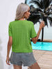 Cable-Knit Round Neck Short Sleeve Knit Top Trendsi