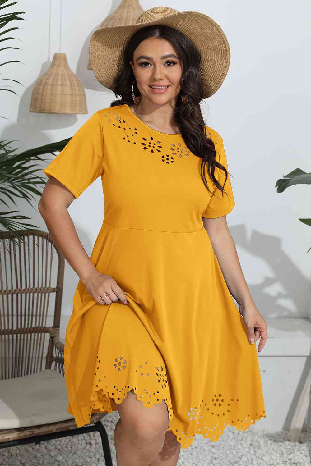 Plus Size Round Neck  Dress -BazaarBey - www.shopbazaarbey.com