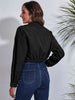 Collared Neck Dropped Shoulder Buttoned Jacket Bazaarbey