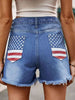 Raw Hem Denim Shorts with Pockets Bazaarbey