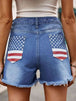 Raw Hem Denim Shorts with Pockets Bazaarbey