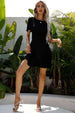 Round Neck Short Sleeve Mini A-Line Dress -BazaarBey - www.shopbazaarbey.com