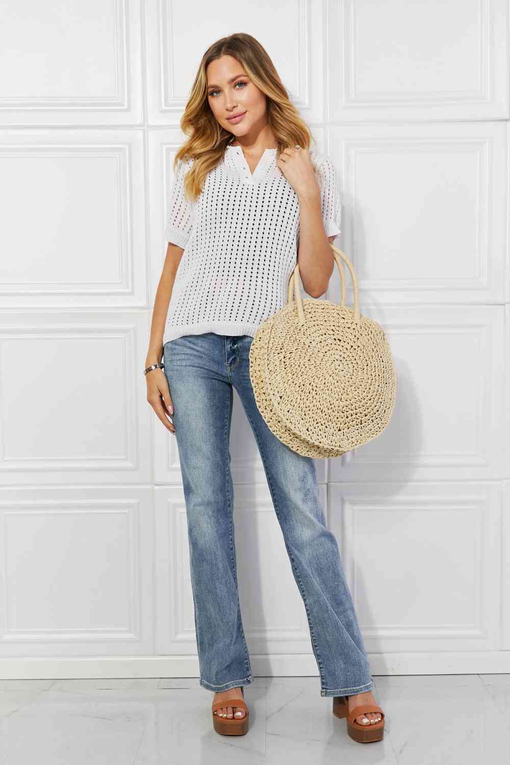  Beach Date Straw Rattan Handbag in Ivory Trendsi