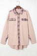 Plaid Button Down Collared Jacket Trendsi