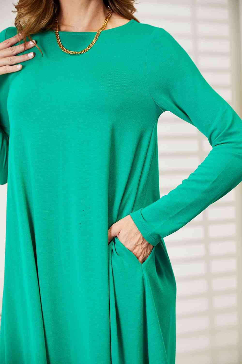  Full Size Long Sleeve Flare Dress with Pockets -BazaarBey - www.shopbazaarbey.com