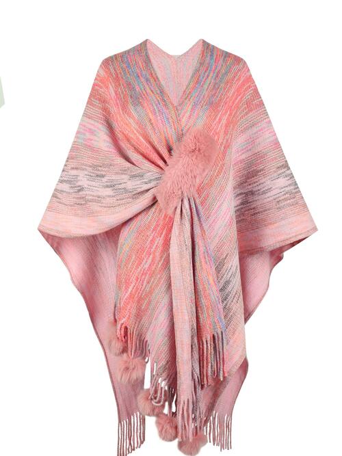 Heathered Fringe Hem Poncho Bazaarbey