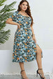 Floral Split Short Sleeve Dress -BazaarBey - www.shopbazaarbey.com