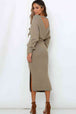 Surplice Neck Bow Waist Slit Sweater Dress Bazaarbey