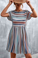 Striped Round Neck Dress -BazaarBey - www.shopbazaarbey.com