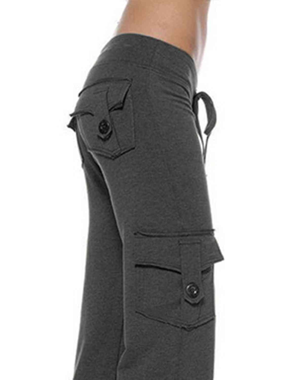 Mid Waist Pants with Pockets Bazaarbey