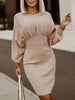 Round Neck Lantern Sleeve Dress -BazaarBey - www.shopbazaarbey.com