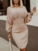 Round Neck Lantern Sleeve Dress -BazaarBey - www.shopbazaarbey.com