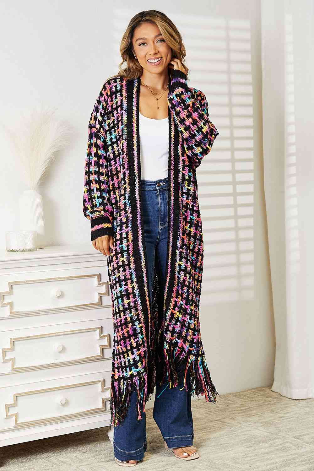   Multicolored   Hem Cardigan Trendsi