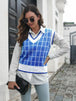 Plaid V-Neck Sweater Vest Trendsi