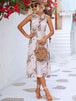 Printed Cowl Neck Sleeveless Dress -BazaarBey - www.shopbazaarbey.com