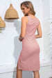 Round Neck Slit Sleeveless Dress -BazaarBey - www.shopbazaarbey.com