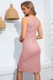 Round Neck Slit Sleeveless Dress -BazaarBey - www.shopbazaarbey.com