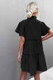 Frill Trim Smocked Tie Neck Dress -BazaarBey - www.shopbazaarbey.com