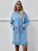 Slit Long Sleeve Hooded Dress with Pocket -BazaarBey - www.shopbazaarbey.com