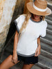  Round Neck Short Sleeve Knit Top Trendsi