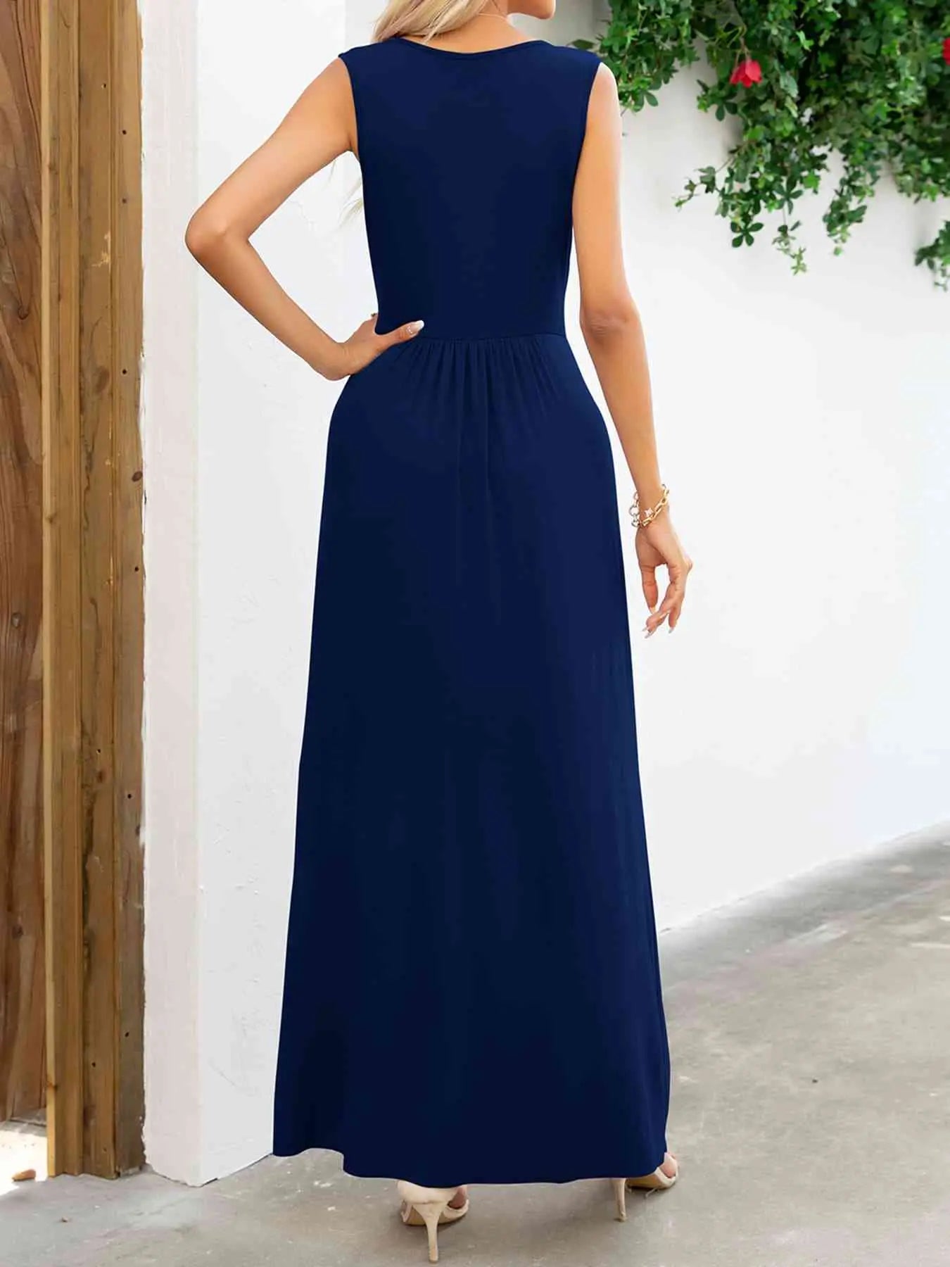  Neck Sleeveless Maxi Dress -BazaarBey - www.shopbazaarbey.com