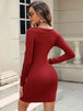 Round Neck Long Sleeve Mini Dress -BazaarBey - www.shopbazaarbey.com