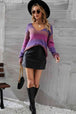 Multicolored Rib-Knit V-Neck Knit Pullover Trendsi