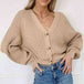 BazaarBey Button Up V-Neck Long Sleeve Cardigan Bazaarbey