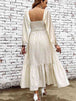 Smocked Square Neck Long Sleeve Dress -BazaarBey - www.shopbazaarbey.com