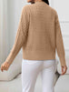 Round Neck Cable-Knit Buttoned Knit Top Trendsi