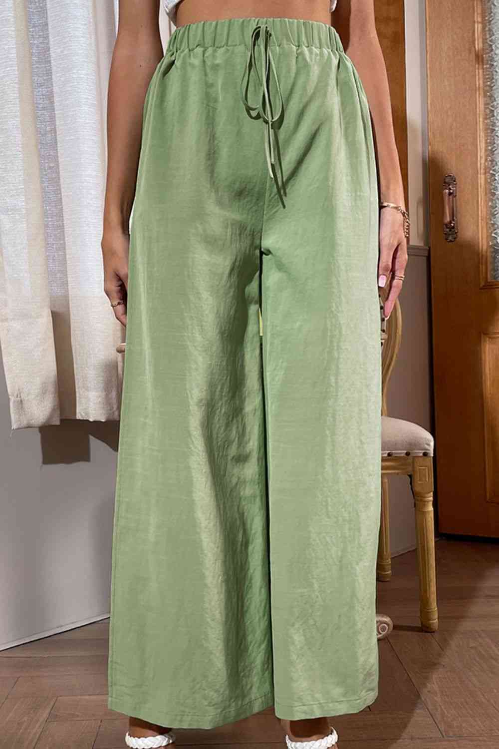 Side Slit Wide Leg Pants Bazaarbey