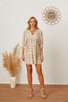 Floral Tie Neck Ruched Babydoll Dress -BazaarBey - www.shopbazaarbey.com