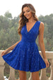 Sequin Surplice Neck Sleeveless Dress Bazaarbey