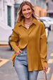 Slit Dropped Shoulder Longline Shirt Bazaarbey