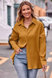 Slit Dropped Shoulder Longline Shirt Bazaarbey